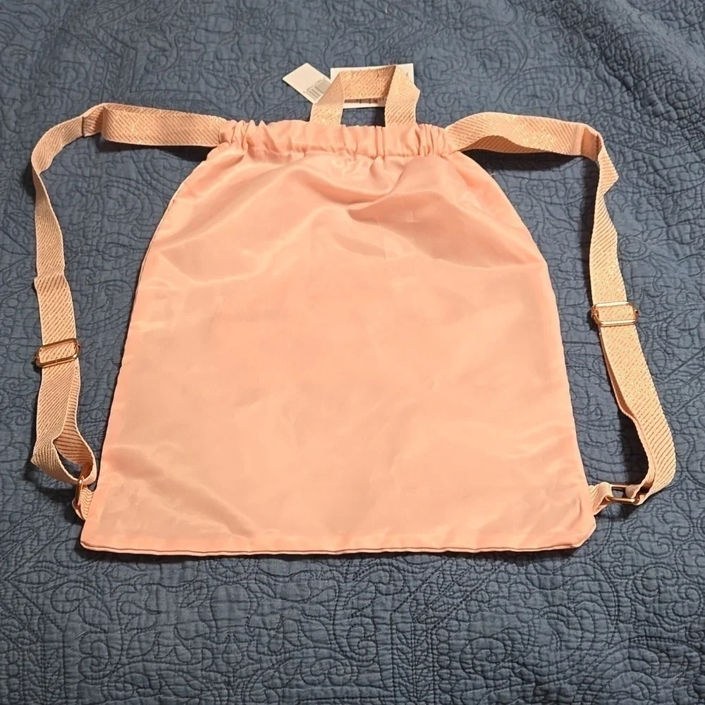 Bibbidi Bobbidi Boutique Pink and Gold Drawstring Backpack NEW